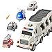TEMI 5 Pack Ambulance Vehicle Toddler Truck Toys for 3 4 5 6 Year Old Boys, Friction Powered Cars with Toy Helicopter, Police Car, Fire Truck, Ambulance Car, Birthday Gifts for Girls Age 3-9