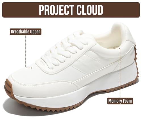 Image of Project Cloud Womens Sneakers - Memory Foam Insole and Lightweight Spring Shoes - Non-Slip Lace Up Trendy Shoes - Fashion Sneakers for Women 2026