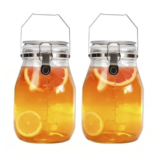 Relith Graduated Glass Pitcher-Coffee Pot with Filter-Juice Bottle with Handle-Beverage Bottle(68OZ)