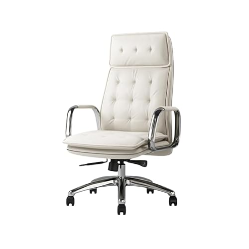 Prokagu ワーキングチェア オフィスチェア エグゼクティブチェア オフィス用 事務用 パソコン用 昇降機能 本革 キャスター付き 人間工学 おしゃれ 耐久性 防水性 クリームホワイト カスタマイズ可能 LBY-P010 【サイズ/タイプ】W665*D