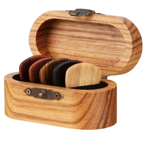 Boîte de rangement compacte en bois pour ne plus égarer vos médiators de guitare en voyage