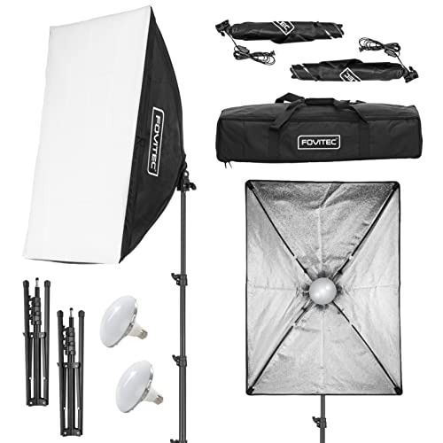 Fovitec Spectra LED Continuous Softbox Lighting Kit, 2 50W LED Lamps, 20' x 28' Softboxes and 1 Carrying Bag for Photography and Video Production