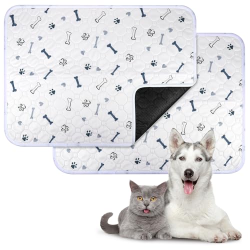 Zocipro 2 Piezas Almohadillas de Entrenamiento Lavables para Perros 45*60cm, Empapadores para Perros Reutilizables, Alfombrilla para Mascotas Superabsorbente, Antideslizante, para Perros y Gatos