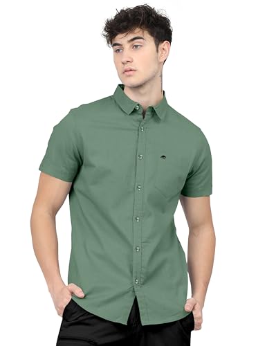 Image of BRUCEWANE Men's 100% Cotton Half Sleeve Shirt