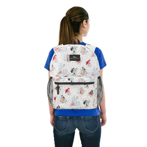 Disney Princess Characters All-Over Print 16" White Backpack3