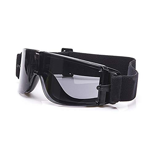 EnzoDate Balística X800 ejército Gafas de Seguridad 3 Kit de Lentes Gafas de Sol Militares anit-UV Combate Guerra Juego Eyeshields con Estuche (Negro) Cover