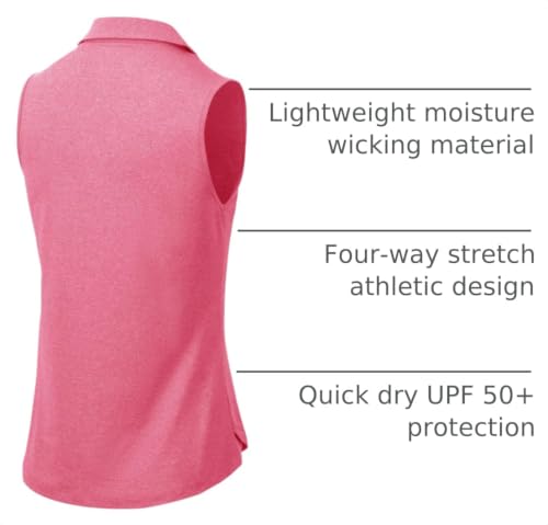 Image of BGOWATU Women's Sleeveless Golf Polo Shirts Collared V Neck Tennis Tank Tops UPF 50+ Quick Dry Lightweight