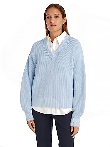 Tommy Hilfiger Damen Pullover Strickpullover, Blau (Breezy Blue), XL