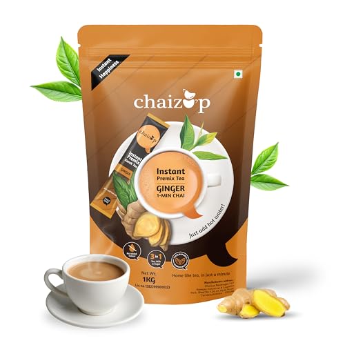 Image of Chaizup Premium 1 Min Instant Ginger Tea Premix - 1kg Poly | Approx. 72 Servings (1Kg, Ginger)
