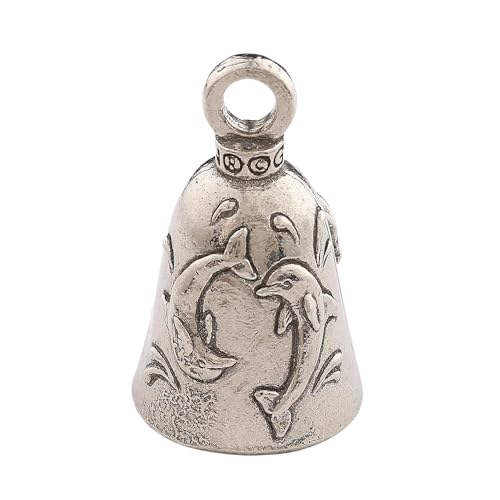 Image of Guardian Bell Dolphin Good Luck Bell w /Keyring & Black Velvet Gift Bag | Motorcycle Bell | Lead-Free Pewter | Made in USA