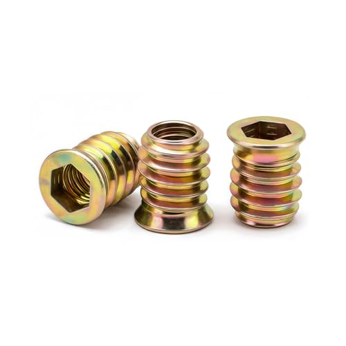 Drenky ‌M6 Insert Fileté Bois‌, écrous à Visser ‌M6 X 10mm ‌Manchons à Visser‌ Galvanisés écrou Hexagonal Fileté‌ pour Meubles en Bois, 40 Pièces