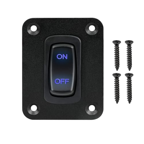 ULITECO Rocker Switch Panel 1 Gang Toggle Switch Panel 12V Wateroproof 5Pins Boat On-Off Switch Automotive Replacement Toggle Switches Marine Light Switch for Marine Boats ATVs Trailers 1PCS