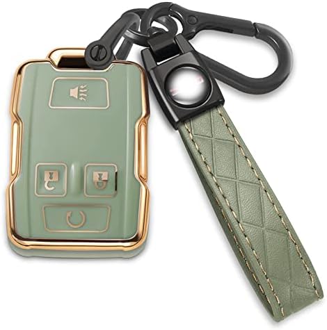 COZLA for GMC Key Fob Cover with Keychain TPU Car Key Case Shell 360 Degree Protection Compatible with Chevrolet Chevy Silverado Suburban Tahoe Colorado GMC Canyon Sierra Yukon (Green)