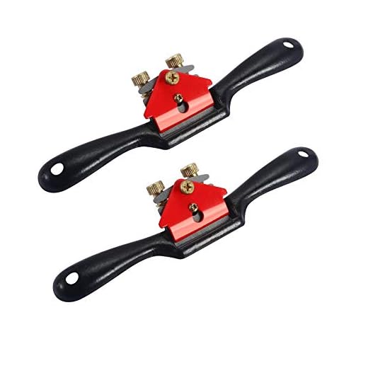 Anndason 2 Pcs Adjustable SpokeShave with Flat Base and Metal Blade Wood Working Wood Craft Hand Tool