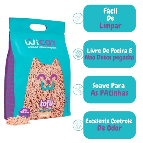 Areia Higiênica para Gatos Tofu Wicat Com Fragrância De Pêssego 2,1kg