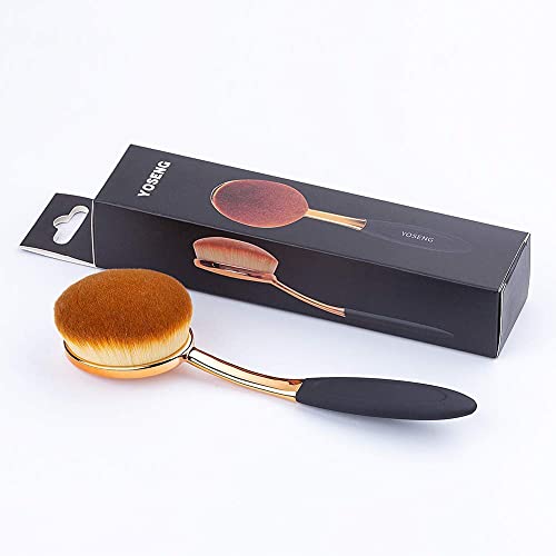 Large Rose Gold Foundation Contour Round Toothbrush Oval Makeup Brushes 4Pcs #TOP3