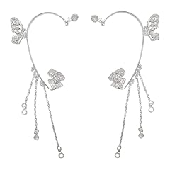 Silver Butterfly Tassel Ear Clips