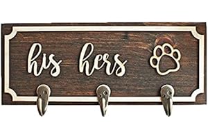 【Paw Print Decor】Handmade Wood Leash Towel Holder - Custom His and Hers