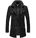 Produktbild SKYWPOJU Wintermantel Herren Mantel Slim Fit Lang Wollmantel Business Mantel mit Stehkragen Herren Winter (Color : Black, Size : L)