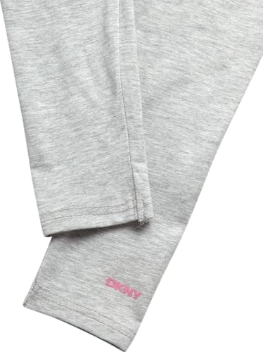 Image of DKNY Girls' Vest Set - 3 Piece Button Down Quilted Puffer Vest Long Sleeve Shirt and Flare Leggings Set (Sizes: 2T-6X)