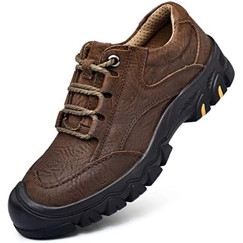 ChicWind Men's Lace Up Outdoor Waterproof Leather Hiking Sneakers Dark Brown 10 Cover