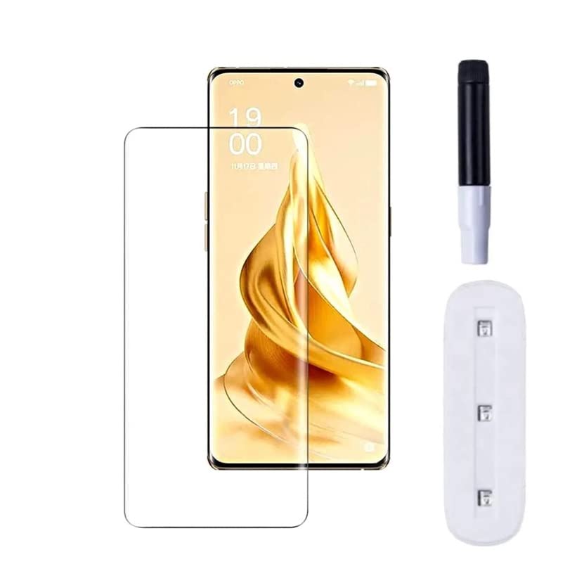 Image of Curved Tempered Glass Design for Oppo Reno 8T Advanced Border Less Full Edge to Edge UV Screen Protector and Easy Installation Kit