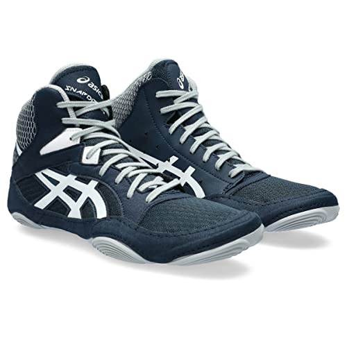 ASICS Snapdown 3 Wrestling Shoes for Men - Kimono Tongue - Padded Footbed - Breathable Mesh Lining French Blue/White 12 D - Medium