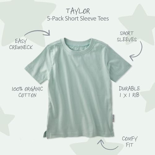 Image of Butterblu Taylor 5-Pack Toddler Short Sleeve T-Shirts 100% Organic Cotton for Toddler Boys and Girls