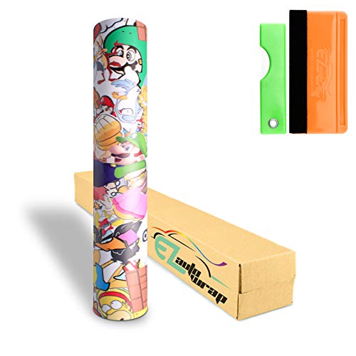 Free Tool Kit EZAUTOWRAP MAR Bomber Anime Cartoon Car Vinyl Wrap Sticker Decal Air Release Technology - 12"X60" (1FT X 5FT)