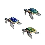 VividLadybug Metal Turtle Sea Wall Decor Outdoor Garden Hanging Art Sculptures Home Ocean Theme Decorations for Kitchen Fence Bathroom and Pool, 3Pcs