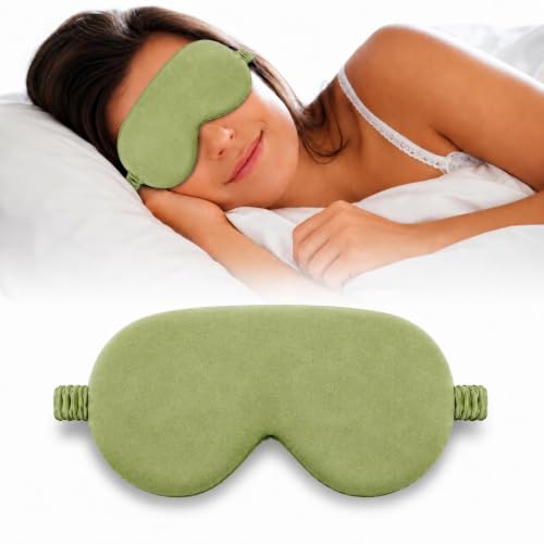 NADA CLOTHINGS Sleeping Mask for Women, Soft Velvet Blindfold Eye Cover for Comfortable Sleep, Light Blocking Eye Mask for Travel, Meditation, Relaxation and Rest, Green, Pack of 1