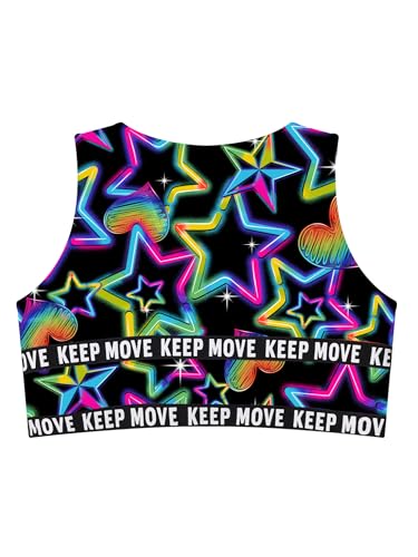 YEAHDOR Kids Girls Crop Tops Print Sleeveless Vest Gymnastics Dance Bralette Tops Workout Yoga Sport Vest4