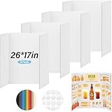 BXIHUR 4 Pcs Trifold Poster Board, 26x17 inches White Poster Board Comes with Sticky Accessories, Corrugated Presentation Boards, Display Board for School Projects, Business Presentations