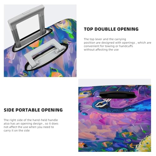 Oil Painted Animal Peacock Feather Travel Luggage Cover Elastic Suitcase Covers Washable Anti Scratch Luggage Dust Covers Protector, Fits 25-28 inch Luggage, L4