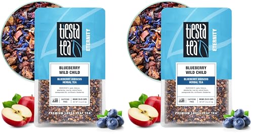 Image of Tiesta Tea Blueberry Wild Child,Loose Leaf,Blueberry Hibiscus Herbal Tea,Premium Non-Caffeinated Fruit Blend,Make Hot or Iced & Brews Up to 25 Cups,1.8 Ounce Resealable Pouch,(Pack of 2)