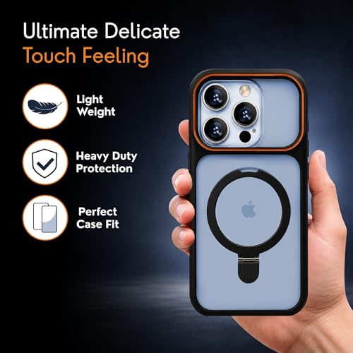 Image of AIBEX Protective OStand Case Compatible for Apple iPhone 15 Pro MagSafe Compatible | Slim Shockproof Back Cover with Camera Lens Protection, Strong Magnetic Support & Anti-Slip Grip | Military Grade