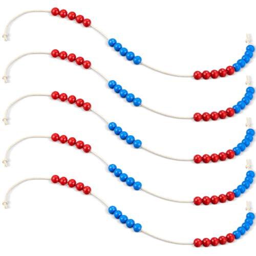 Geosar 5 Pezzi Catena di Calcolo per Studenti 20 Perline di Conteggio con Corda Regali per Primo Giorno di Scuola Catena Aritmetica per Scuola Primaria(Rosso、Blu navy)