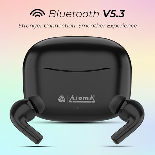 Image of AROMA TWS22 Zivo V5.4 True Wireless Earbuds, Punk Black | up to 60H Playtime, ENC, Fast Charging, Heavy Bass, Bluetooth