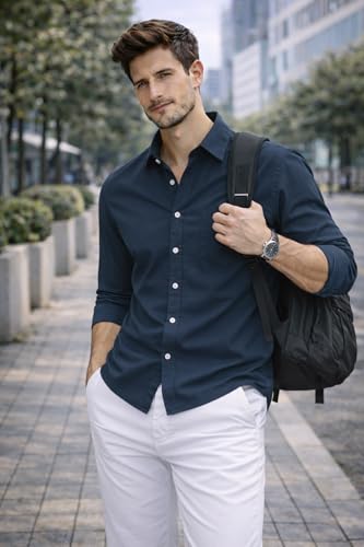 Image of Ben Martin Shirt for Men | Regular Casual Shirts for Mens' | Men's Casual Shirt's Slim Fit | Full Sleeve Cotton Shirts for Men's | Solid Shirt's for Mens Stylish | Formal & Casual Office Wear Shirts