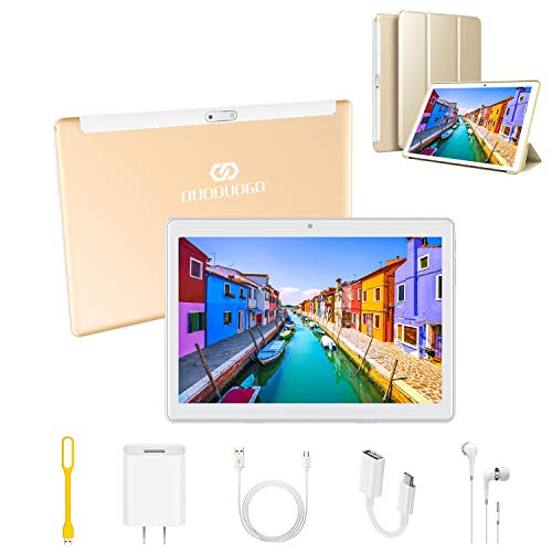 Tablets 10.1Pulgadas 4G Android 9.0 3GB RAM 32GB de Memoria Tableta PC,Quad-Core 8MP Tablet PC 8000mAh Bluetooth WiFi/OTG /Netflix Moviles Buenos o Tablets Puede Llamar Dual SIM (Oro)