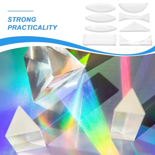 JECOMPRIS 1 Satz Lichtspektrum-Prisma Optische Linse Dreieckiges Halbrundes Rechteckiges Prisma Physik-Demonstrationswerkzeuge Ausrüstung Für Physikunterricht Studenten Labor Fotografie