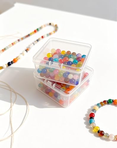 Image of 17 Pack Clear Plastic Storage Boxes with Lids,Beading Storage 3x3x1.4 Inches Square Organizer Containers for Small Parts, Crafts, Jewelry, SMT Components