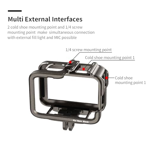 Image of Ultra-Light Metal Protective Metal Frame case for GoPro Camera 9 /10 /11 /12 | 2 Cold Shoe Mount Compatible with 1 /4 Screw mounting
