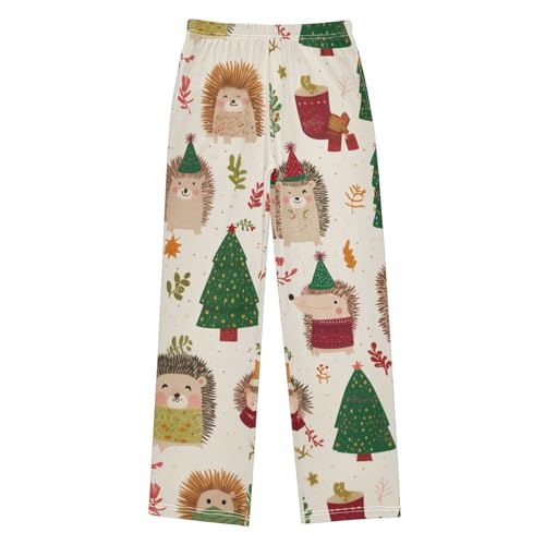 ZZXXB Hedgehog Pine Trees Boys Long Pants Soft Trousers Elastic Waist Kids Lounge Bottoms with Pockets S-XL