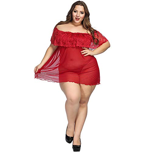 Vêtements de nuit en dentelle évider rouge avec effet de perspective érotique pour homme et femme