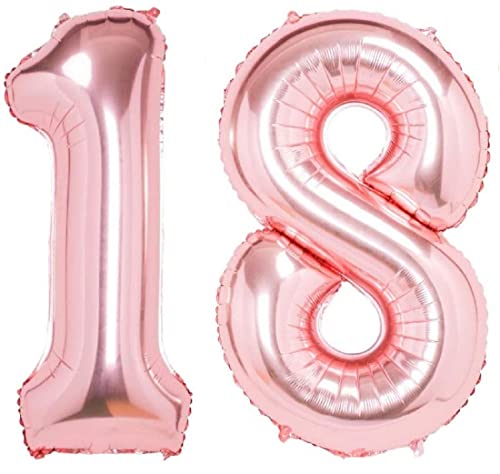 Party Propz 18th Birthday Decoration Items Foil Balloons 18 for Girls Boys Bdy Decorations - 18 Balloon for Birthday, 18th Birthday Decorations, 18 Birthday Balloons, 18 Foil Balloon Rose Gold