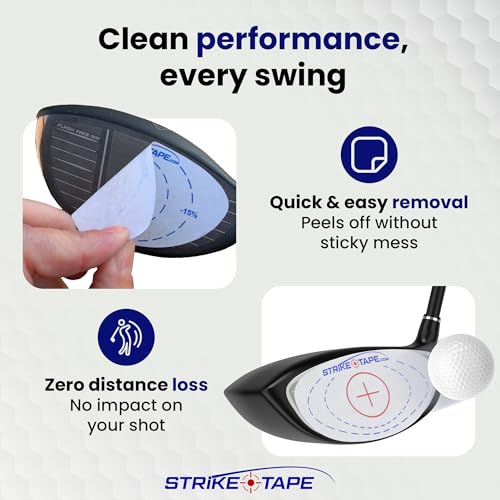 Image of STRIKEPRO Strike Tape Golf Impact Tape Right or Left Hand Club Face Stickers. No Residue Golf Impact Stickers for Instant Swing Analysis. Packs of Drivers or Drivers /Hybrid /Irons Club face Labels