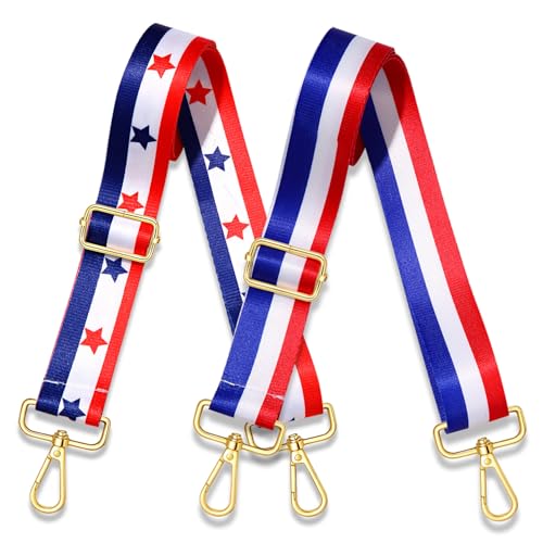 Image of 4th of July Purse Strap American Flag Star USA Purse Strap Replacement Crossbody Bag Straps 4th of July Outfits