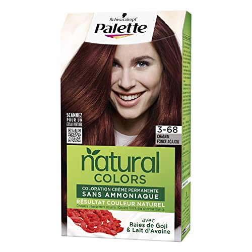 Schwarzkopf – Palette Natural Colors – Coloration Crème Permanente Cheveux – Résultat Couleur Naturelle – Cheveux Intensément Nourris – Sans Ammoniac – Châtain Foncé Acajou 3-68