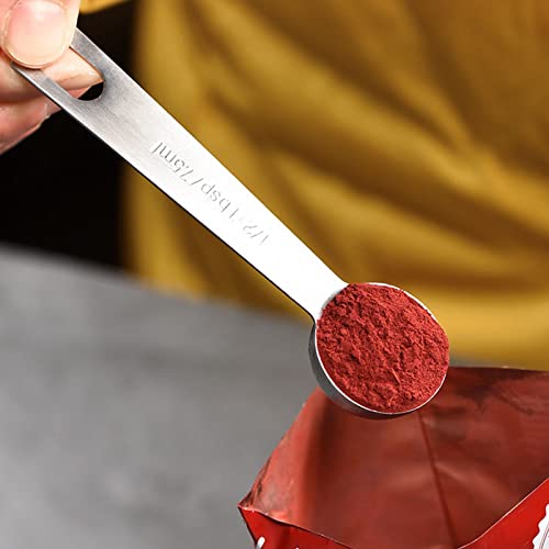 mewmewcat Conjunto de colheres de medida 6 peças com régua de medição para ingredientes secos e líqu